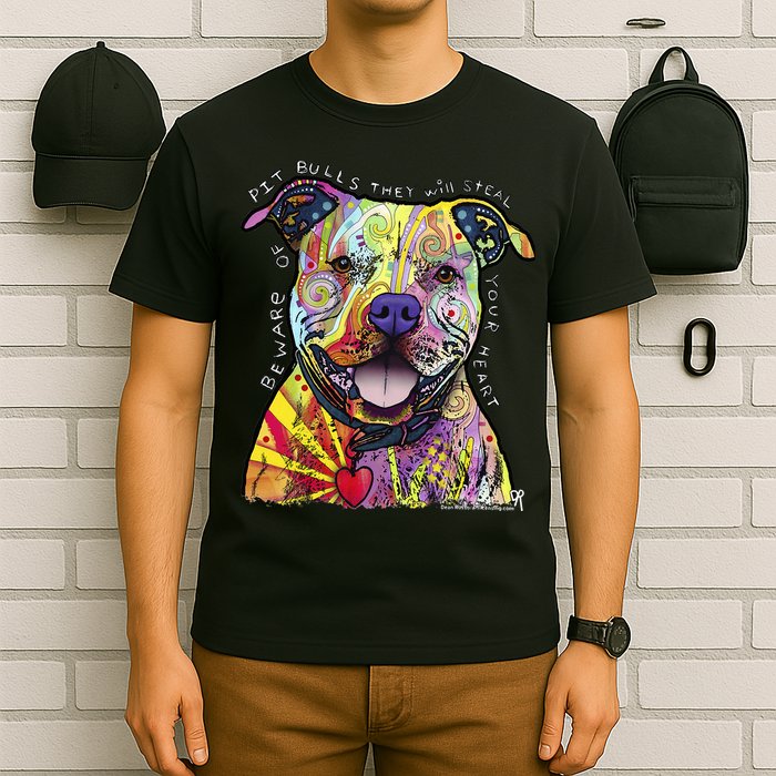 Beware Of Pit Bulls Dean Russo Pitbull Original Dog Lover T-Shirt