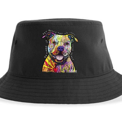 Beware Of Pit Bulls Dean Russo Pitbull Original Dog Lover Sustainable Bucket Hat