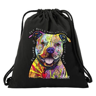 Beware Of Pit Bulls Dean Russo Pitbull Original Dog Lover Drawstring Bag