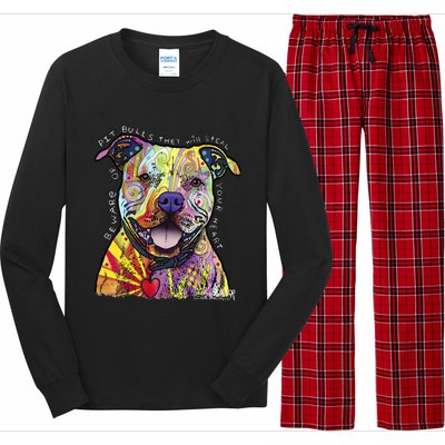 Beware Of Pit Bulls Dean Russo Pitbull Original Dog Lover Long Sleeve Pajama Set