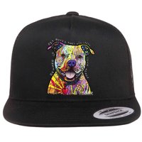 Beware Of Pit Bulls Dean Russo Pitbull Original Dog Lover Flat Bill Trucker Hat