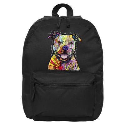 Beware Of Pit Bulls Dean Russo Pitbull Original Dog Lover 16 in Basic Backpack