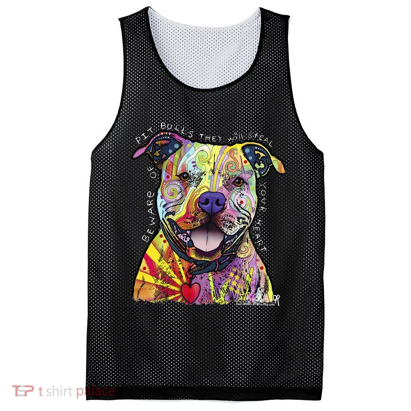 Beware Of Pit Bulls Dean Russo Pitbull Original Dog Lover Mesh Reversible Basketball Jersey Tank