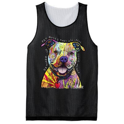 Beware Of Pit Bulls Dean Russo Pitbull Original Dog Lover Mesh Reversible Basketball Jersey Tank