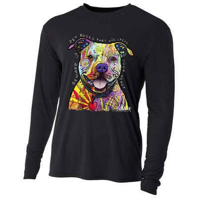 Beware Of Pit Bulls Dean Russo Pitbull Original Dog Lover Cooling Performance Long Sleeve Crew