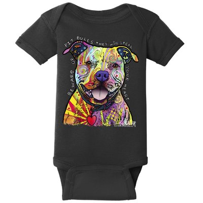 Beware Of Pit Bulls Dean Russo Pitbull Original Dog Lover Baby Bodysuit