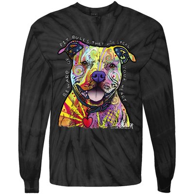 Beware Of Pit Bulls Dean Russo Pitbull Original Dog Lover Tie-Dye Long Sleeve Shirt