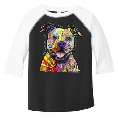 Beware Of Pit Bulls Dean Russo Pitbull Original Dog Lover Toddler Fine Jersey T-Shirt