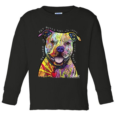 Beware Of Pit Bulls Dean Russo Pitbull Original Dog Lover Toddler Long Sleeve Shirt