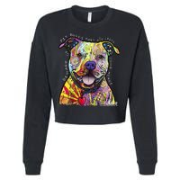 Beware Of Pit Bulls Dean Russo Pitbull Original Dog Lover Cropped Pullover Crew