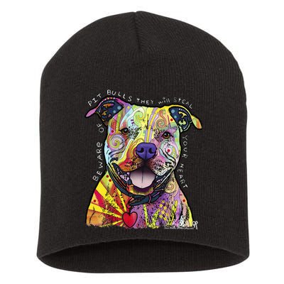 Beware Of Pit Bulls Dean Russo Pitbull Original Dog Lover Short Acrylic Beanie