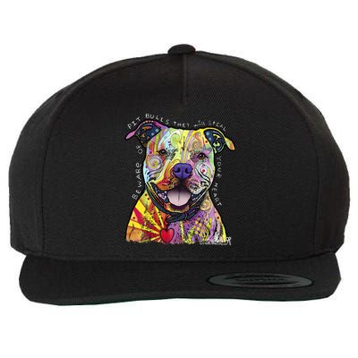 Beware Of Pit Bulls Dean Russo Pitbull Original Dog Lover Wool Snapback Cap