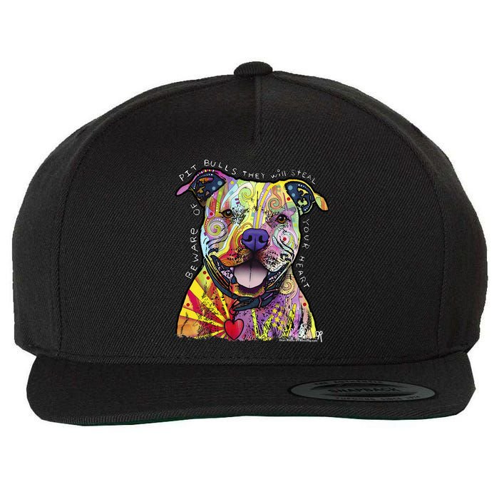 Beware Of Pit Bulls Dean Russo Pitbull Original Dog Lover Wool Snapback Cap