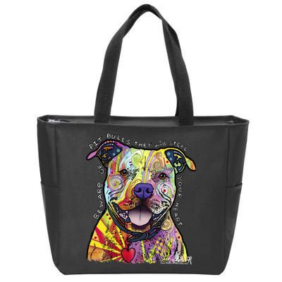 Beware Of Pit Bulls Dean Russo Pitbull Original Dog Lover Zip Tote Bag