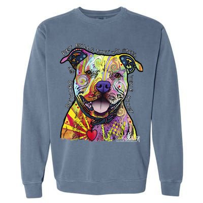Beware Of Pit Bulls Dean Russo Pitbull Original Dog Lover Garment-Dyed Sweatshirt