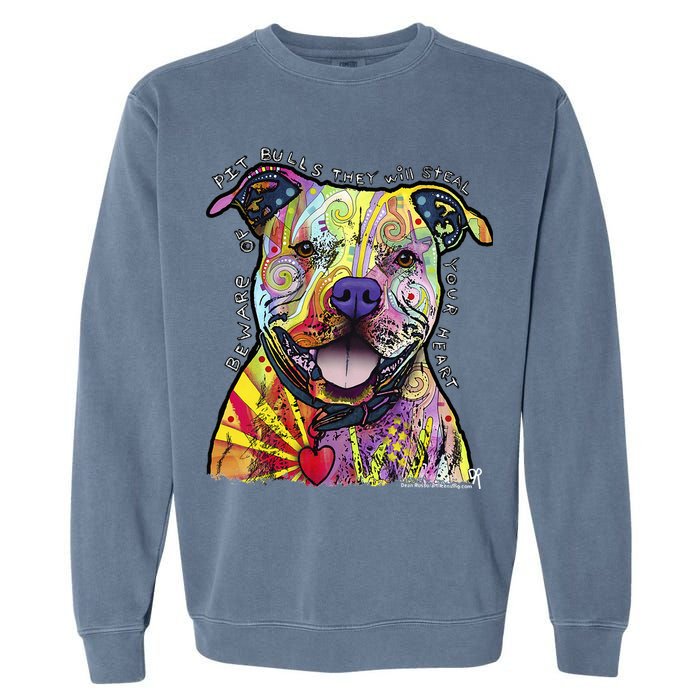 Beware Of Pit Bulls Dean Russo Pitbull Original Dog Lover Garment-Dyed Sweatshirt