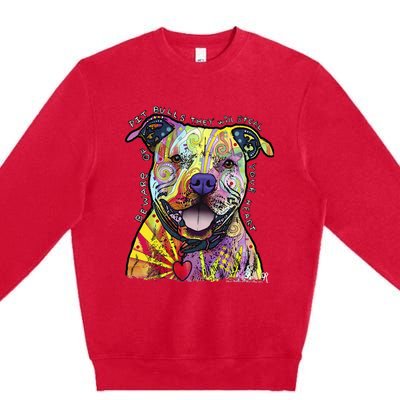 Beware Of Pit Bulls Dean Russo Pitbull Original Dog Lover Premium Crewneck Sweatshirt