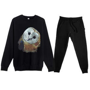 Barn Owl Painting Owl Art Premium Crewneck Sweatsuit Set