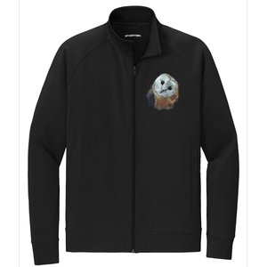 Barn Owl Painting Owl Art Stretch Full-Zip Cadet Jacket