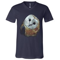 Barn Owl Painting Owl Art V-Neck T-Shirt