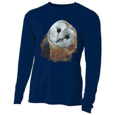 Barn Owl Painting Owl Art Cooling Performance Long Sleeve Crew