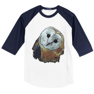 Barn Owl Painting Owl Art Baseball Sleeve Shirt