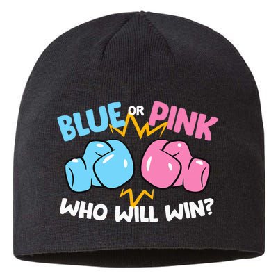 Blue Or Pink Who Will Win Funny Gender Reveal Sustainable Beanie