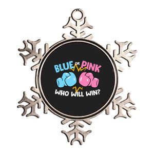 Blue Or Pink Who Will Win Funny Gender Reveal Metallic Star Ornament