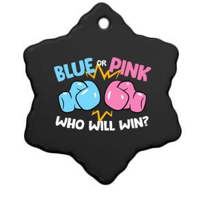 Blue Or Pink Who Will Win Funny Gender Reveal Ceramic Star Ornament