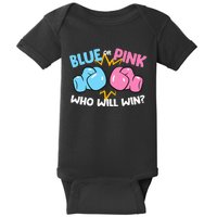 Blue Or Pink Who Will Win Funny Gender Reveal Baby Bodysuit