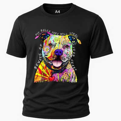 Beware of Pit Bulls They Will Steal Your Heart Funny Dogs Performance Shirt