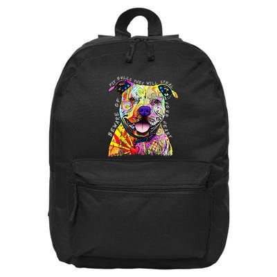 Beware of Pit Bulls They Will Steal Your Heart Funny Dogs 16 in Basic Backpack