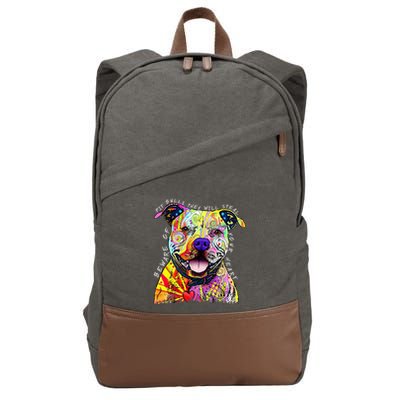 Beware of Pit Bulls They Will Steal Your Heart Funny Dogs Cotton Canvas Backpack