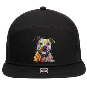 Beware Of Pit Bulls Dean Russo Pitbull Original Dog Lover Meaningful Gift 7 Panel Mesh Trucker Snapback Hat