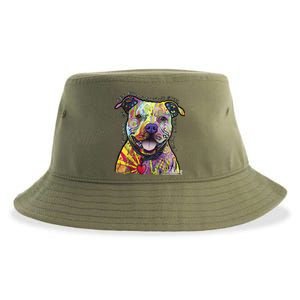 Beware Of Pit Bulls Dean Russo Pitbull Original Dog Lover Meaningful Gift Sustainable Bucket Hat