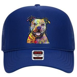 Beware Of Pit Bulls Dean Russo Pitbull Original Dog Lover Meaningful Gift High Crown Mesh Back Trucker Hat