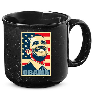 Barack Obama President 44 American Flag Happy Democrat 15oz Campfire Ceramic Mug