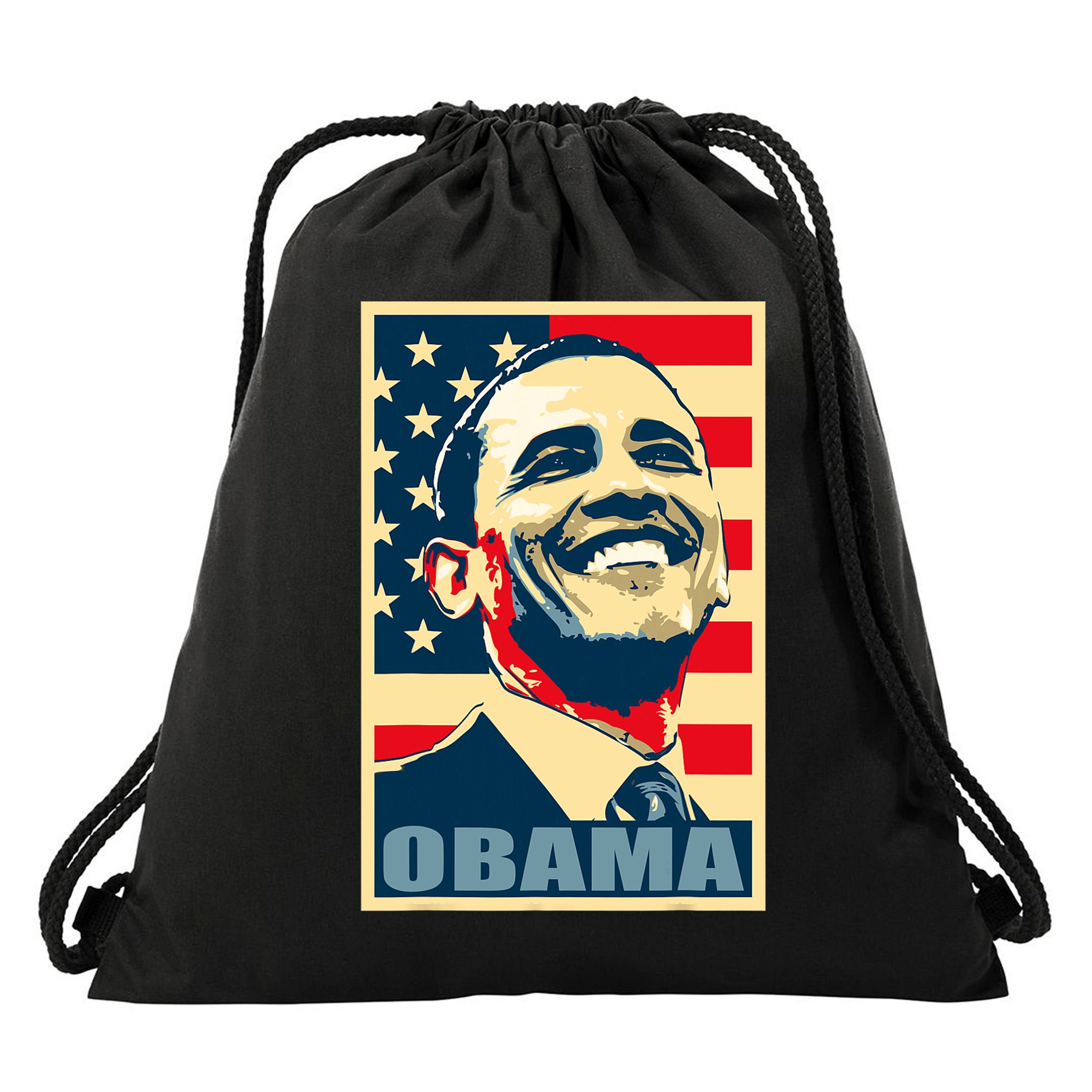 Barack Obama President 44 American Flag Happy Democrat Drawstring Bag