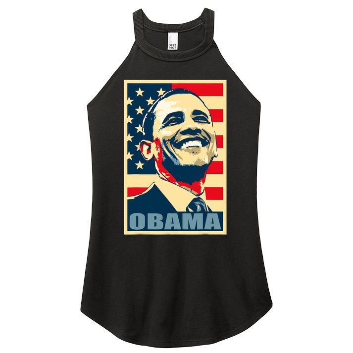 Barack Obama President 44 American Flag Happy Democrat Women's Perfect Tri Rocker Tank