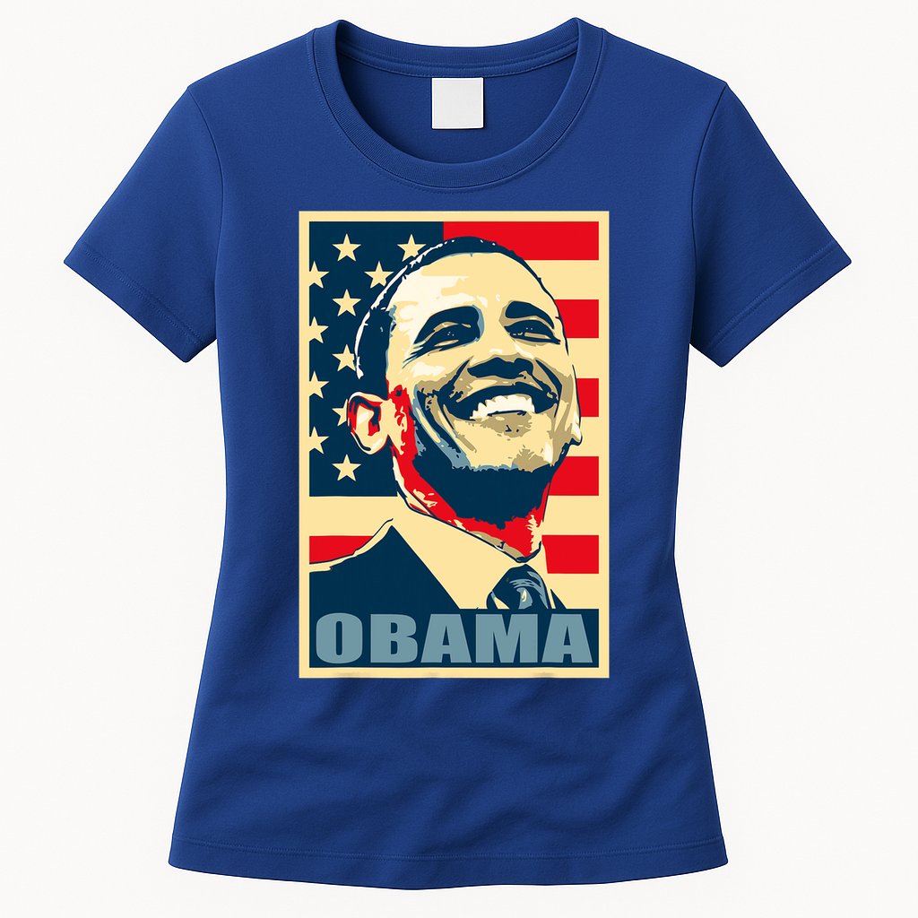 Barack Obama President 44 American Flag Happy Democrat Womens T-Shirt