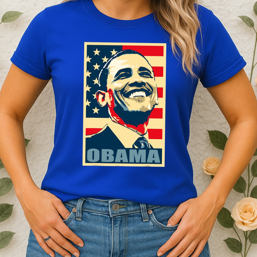 Barack Obama President 44 American Flag Happy Democrat Womens T-Shirt