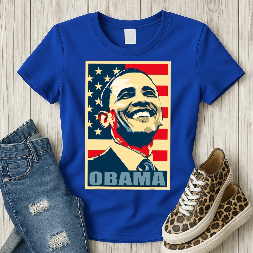Barack Obama President 44 American Flag Happy Democrat Womens T-Shirt
