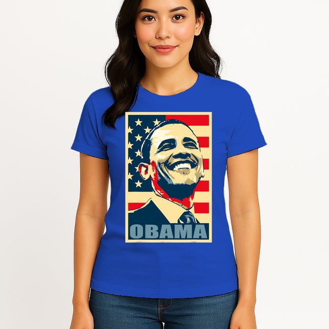 Barack Obama President 44 American Flag Happy Democrat Womens T-Shirt