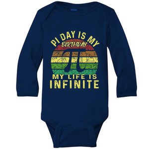 Born On Pi Day 14 March Birthday Saying Happy Pi Day Gift Baby Long Sleeve Bodysuit