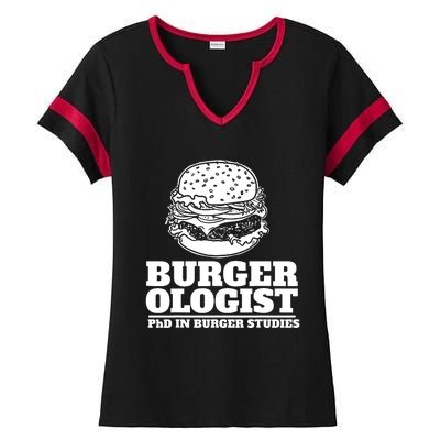 Burger Ologist Phd In Burger Studies Ladies Halftime Notch Neck Tee