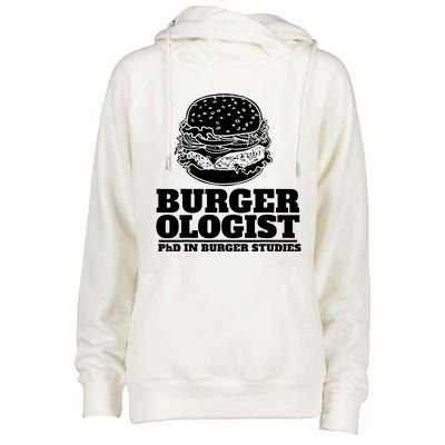 Burger Ologist Phd In Burger Studies Womens Funnel Neck Pullover Hood