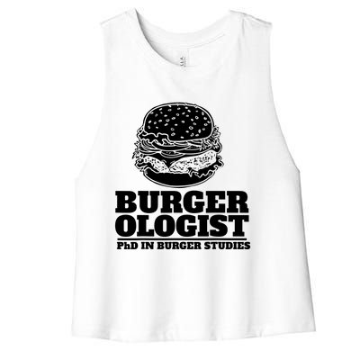 Burger Ologist Phd In Burger Studies Women's Racerback Cropped Tank