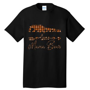 Black Orange Plaid Mama Bear four cubs Halloween Fall Autumn Tall T-Shirt