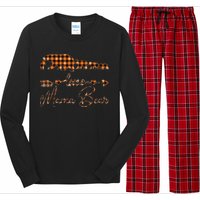 Black Orange Plaid Mama Bear four cubs Halloween Fall Autumn Long Sleeve Pajama Set