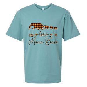 Black Orange Plaid Mama Bear four cubs Halloween Fall Autumn Sueded Cloud Jersey T-Shirt